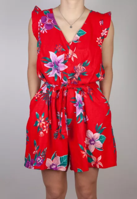 [NWT] Old Navy Romper Shorts Jumpsuit Women's Red Hawaiian Floral size XL