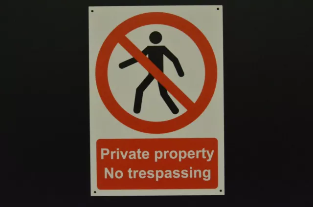 Private Property No Trespassing Weatherproof Sign Waterproof Metal Dibond A4