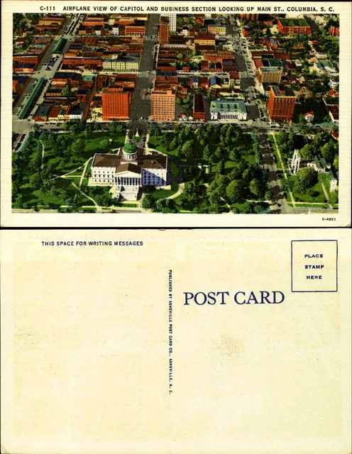 Airplane view Capitol business section looking up Main Street Columbia SC aerial