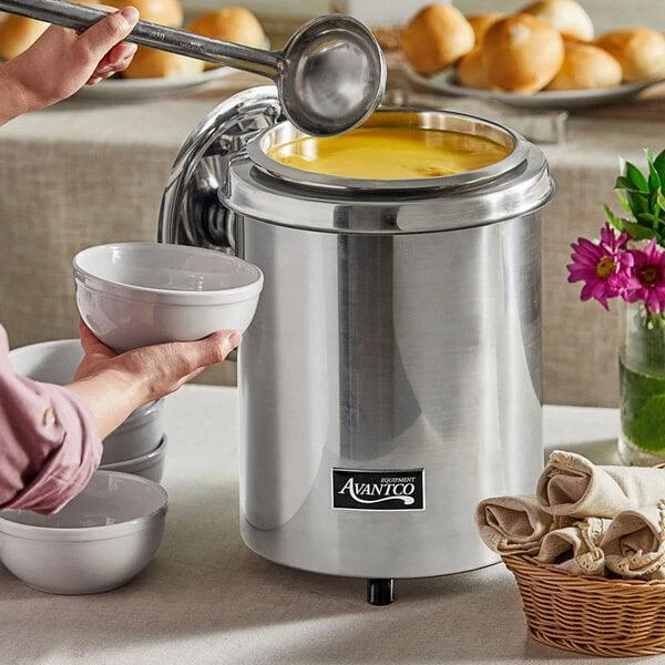 Avantco 6 Qt Stainless Steel Soup Kettle Warmer Commercial Nacho Cheese #10 Can
