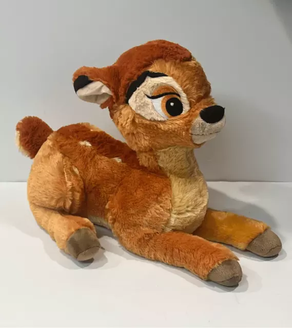 Disney Store Authentic Bambi Deer Laying Stuffed Plush Animal 14" Soft Toy
