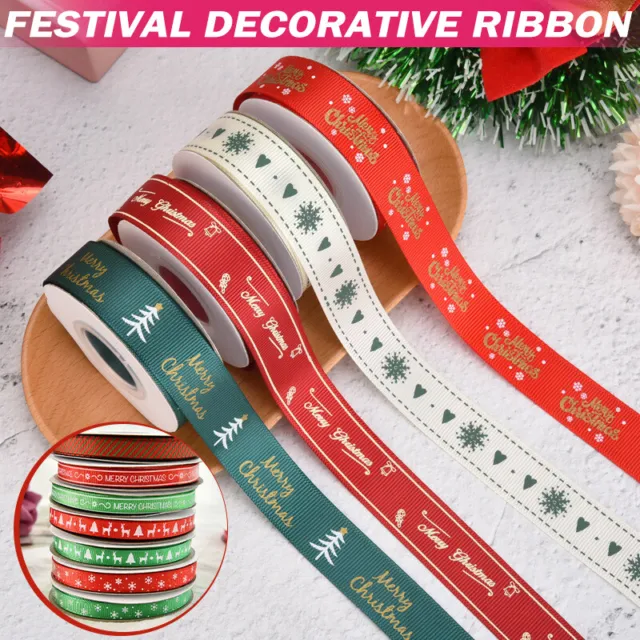 22M Merry Christmas Satin Ribbon Trim Gift Wrapping Party Decor Craft Supply AU