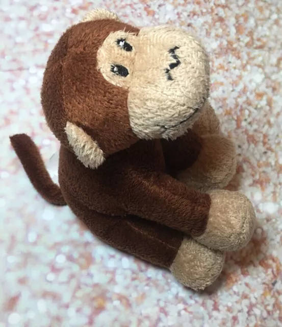 Animal Adventure Monkey Rattle Brown Stuffed Plush Soft Baby Toy 6” 2