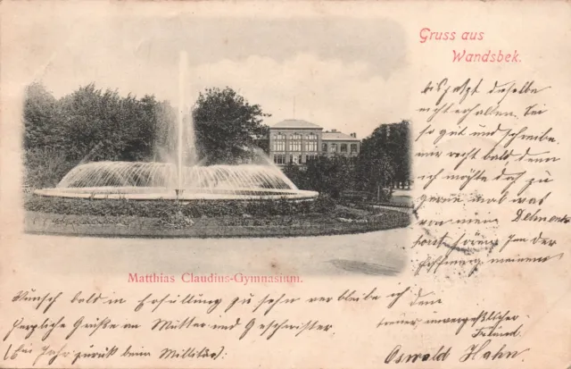 AK Gruss aus Wandsbek, Matthias Claudius Gymnasium 1899 (Nr. 1554)