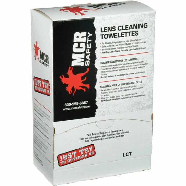 MCR Safety LCT Anti-Fog Anti-Static Lens Cleaning Towelette - 100 Wipes