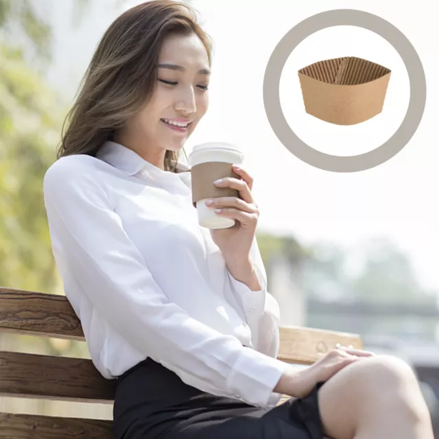 50 Pcs Corrugated Paper Coffee Cup Holder Cold Sleeve Cardboard Sleeves