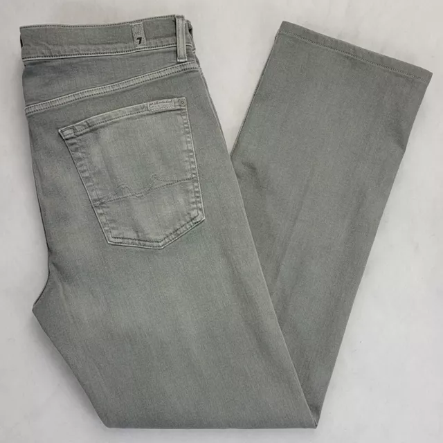 7 For All Mankind Luxe Performance Slimmy 36 Grey Green Straight Leg Slim Mens