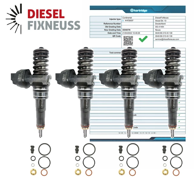 Set De 4 Injecteurs Remanufacturés Audi VW 2.0 TDI - Référence 0445118003