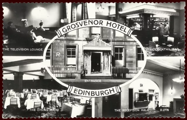 Grosvenor Hotel, Edinburgh.  Vintage Valentine's RP Multiview Postcard [2656]