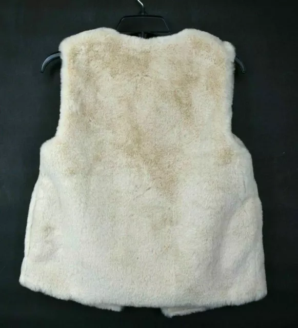 Topshop Womens Luxe Faux Fur Vest Third Piece Satin Lining Front Hook Eye $85 2