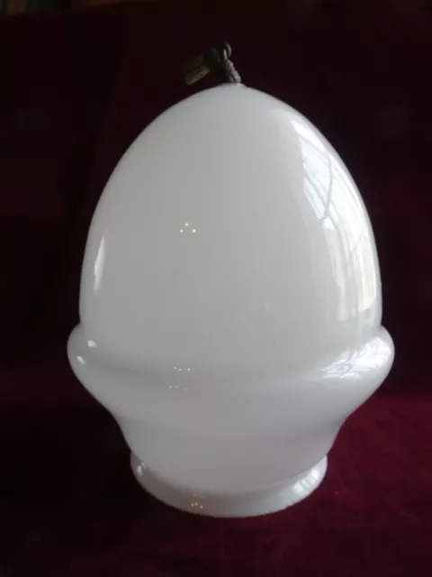 Vintage Milk Glass School House / Drug Store Ceiling Light Shade Globe w/ Tassel