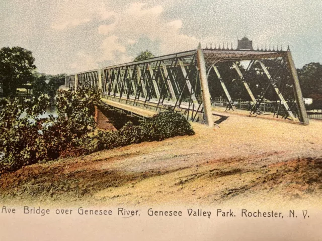 Rochester NY Bridge Elmwood Ave Genesee River Antique Postcard Vintage New York