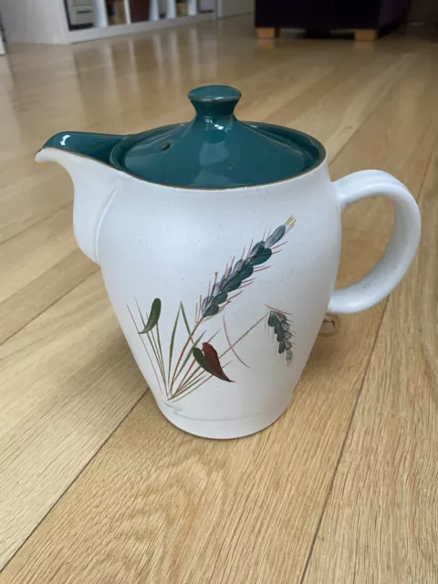 Vintage Denby Stoneware Large Coffee/tea Pot Greenwheat Pattern