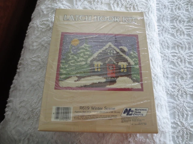 1982 National Yarn Crafts WINTER SCENE Latch Hood Rug KIT #R610  - 20" x 27"