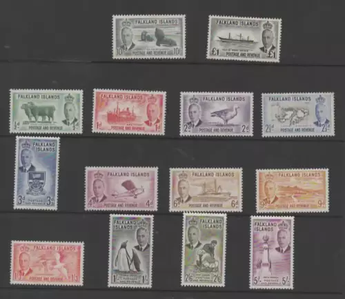 FALKLAND ISLANDS 1952 KGVI  SET (sg 172-185)  LMM cv £180