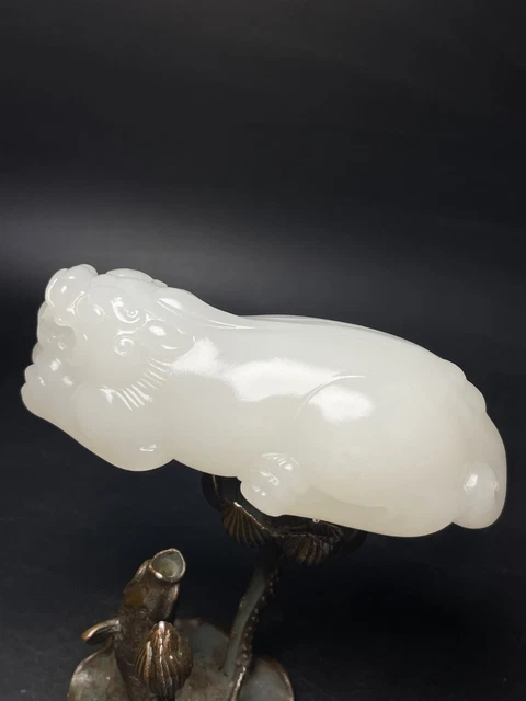 Chinese Exquisite Handmade Brave Troops carving Hetian Jade Statue Pendant