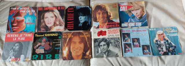 lot 11 vinyles 45 tours  Delpech-R. Anthony-F.Gall-Sheila-S.Vartan