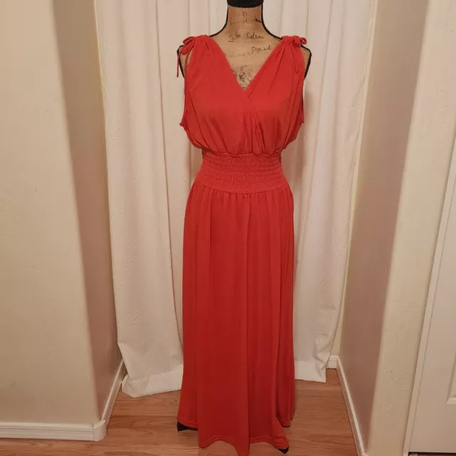 Just Love Women's 3X Light Red Sleeveless Knit Maxi Dress