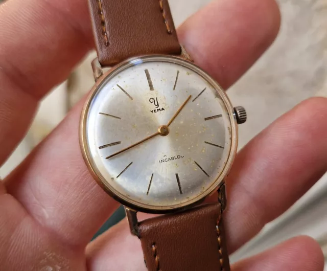ANCIENNE MONTRE YEMA OR MÉCANIQUE AS 1525 vintage RARE FRENCH WATCH