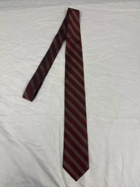 The Tie Bar Mens Handmade 100% Silk Tie Red Striped Neck Tie 3.5”W x 58”L