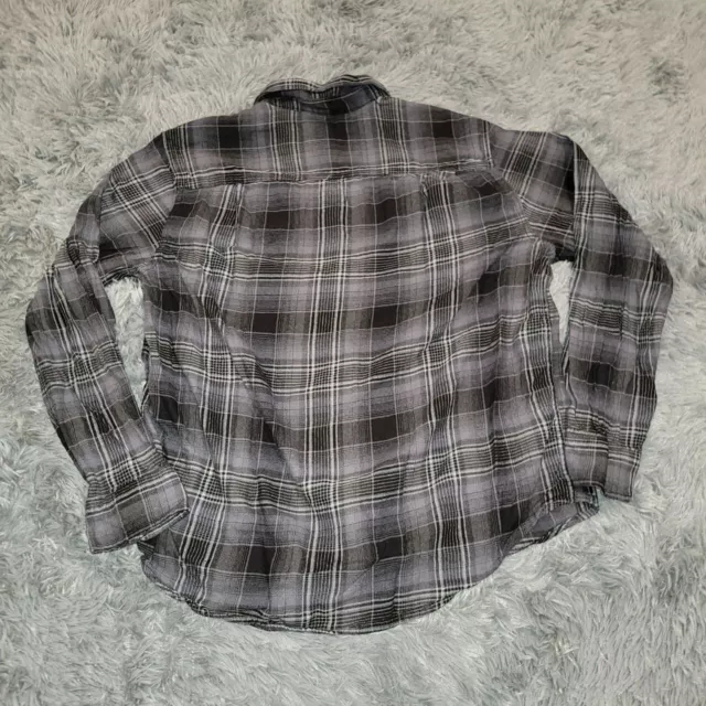 GEORGE MENS SHIRT Size XL 46-48 Black Plaid Flannel Button Up Long ...