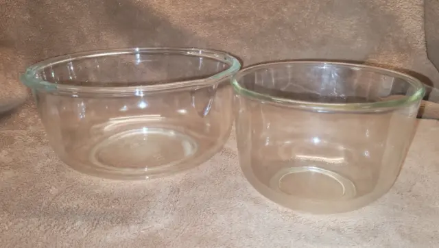 Vintage Glasbake for Sunbeam Clear Glass Mixing Bowl Set with spout - 2 bowl set