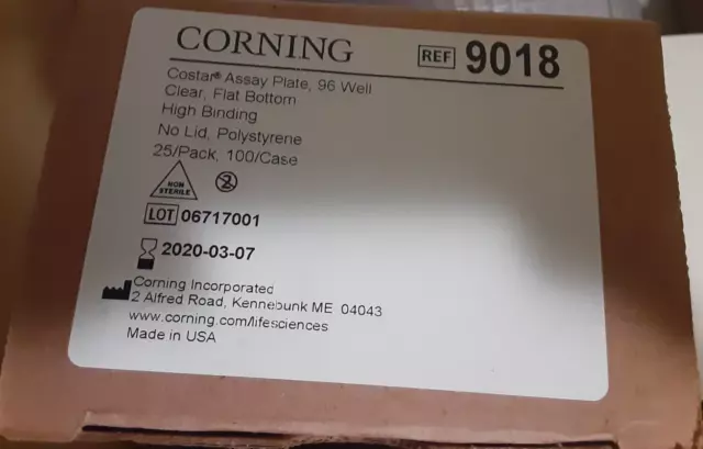 Corning 9018 (25) Culture Plates 96 Well Flat Bottom