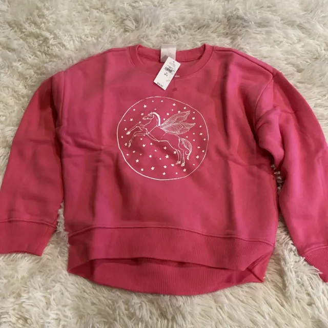 NWT! - Gap Kids Pink Pullover Unicorn Graphic Sweater Girls (Size S 6-7)