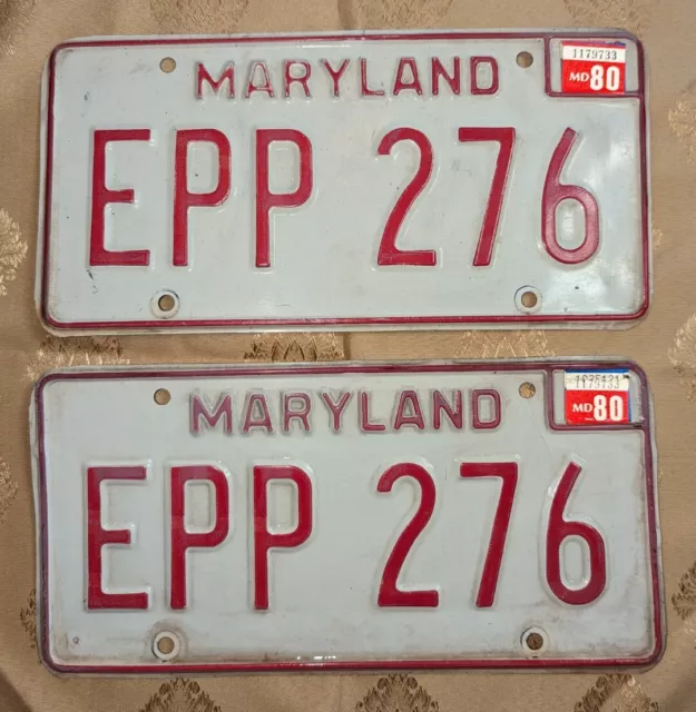 1980 Maryland License Plate Pair Plates EPP 276