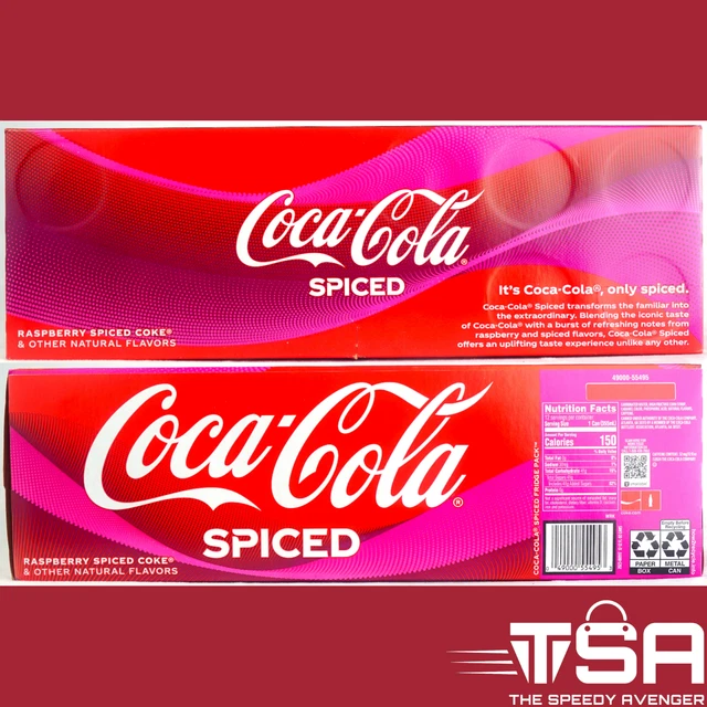 12PK COCACOLA (COKE) SPICED Raspberry Flavor 12oz Cans Limited Edition