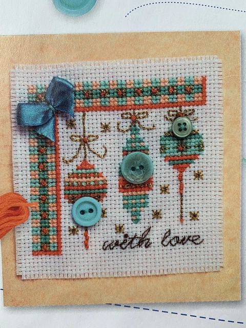 Christmas Greeting Cards With Buttons Cross stitch Design chart Only