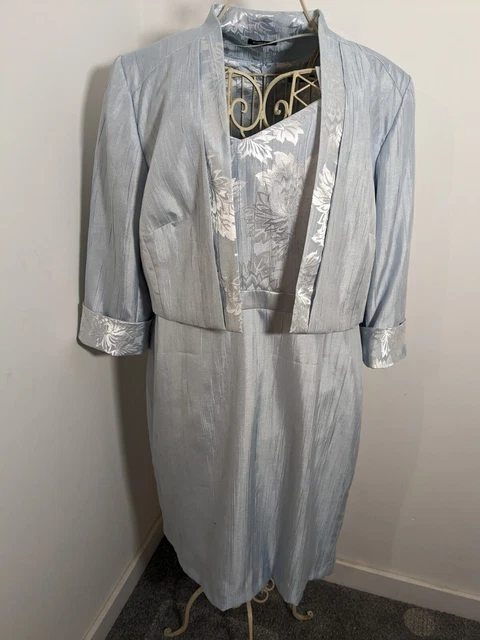 Abito da sposa madre della sposa blu chiaro grigio romano 20 occasione
