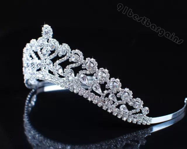 Princess Tiaras Diadem Wedding Bridal Crowns Clear Rhinestones Crystal Headband 3