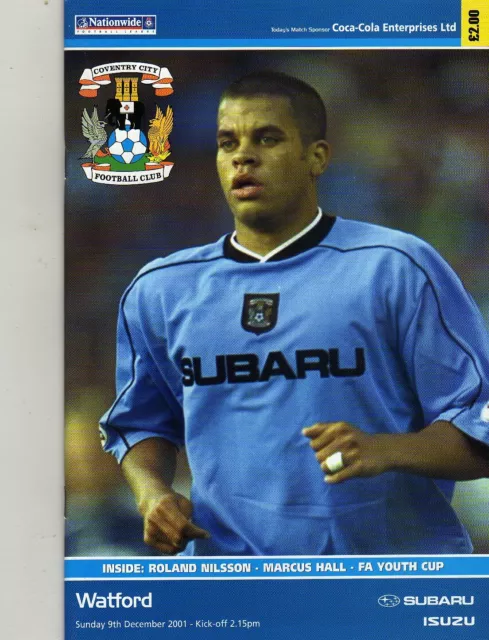 Coventry City V Watford  9/12/2001 Div 1 Programme