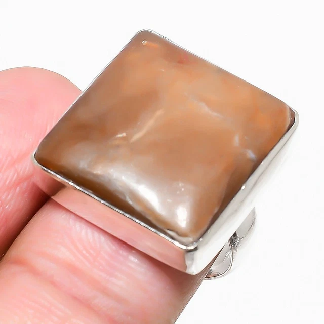 Orange Aventurine Gemstone 925 Sterling Silver Jewelry Ring Size 7.5