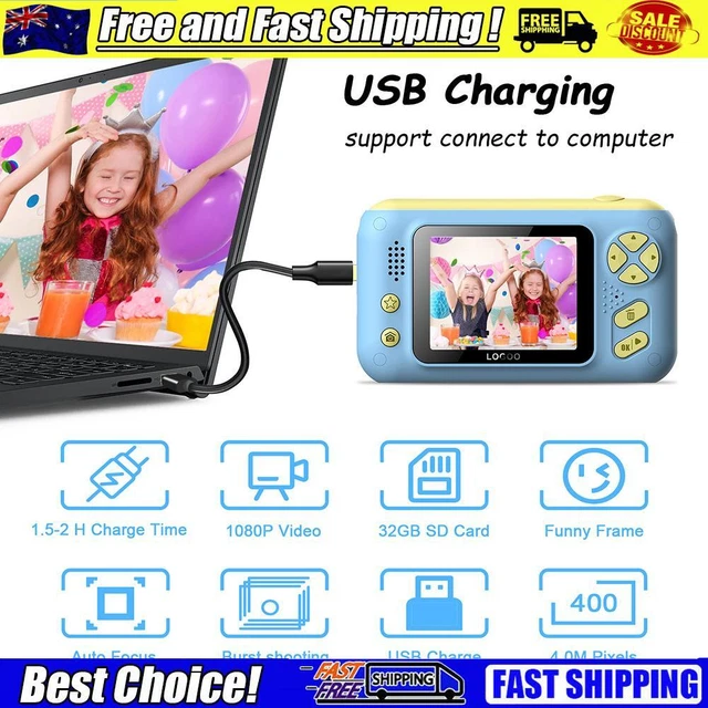 2.4 Inch HD Screen Mini Kids Camera Charging Photo Video Camera with Card Reader