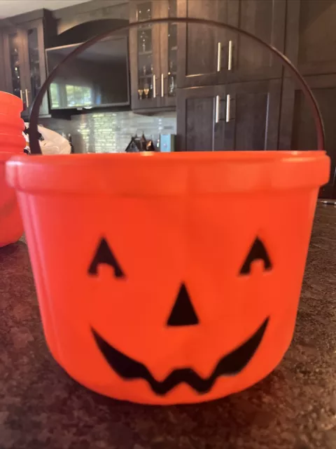 Vintage face Halloween Pumpkin Jack-O-Lantern Treat Blow Mold Bucket Rare Candy