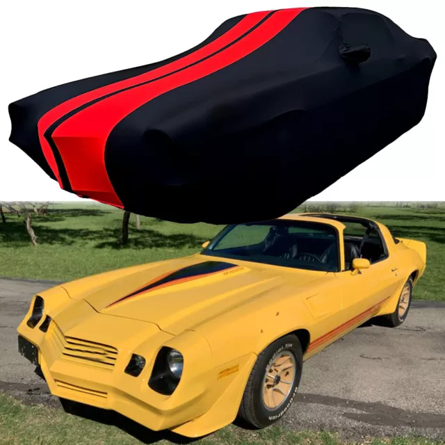 Car Cover Indoor Stain Stretch Dust-proof Custom Black/Red For 1967-1981 Camaro