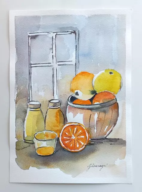 "ARANCE" Natura Morta - acquerello su carta di G. Taragni cm 21x30