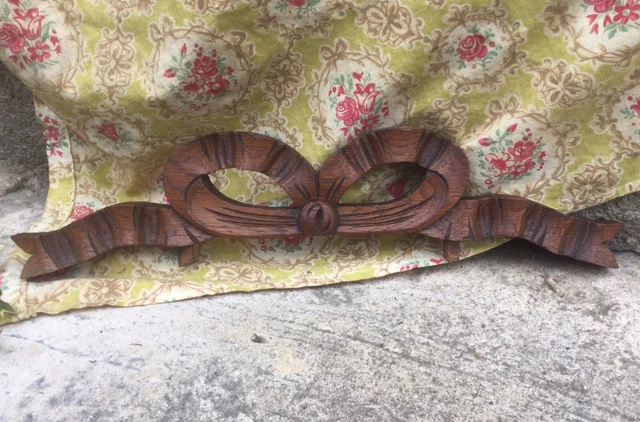 ANCIEN FRONTON EN BOIS SCULPTÉ « NOEUD » XIX Ème NAPOLEON III / SHABBY CHIC RARE 5