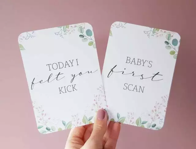 Pregnancy Milestone cards bump- baby 8 weeks to due date gender reveal and more