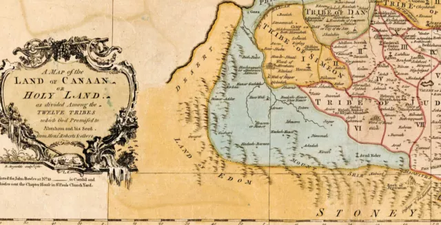 1760 Map Canaan Holy Land Twelve Tribes of Israel Palestine Bible Poster Print 3