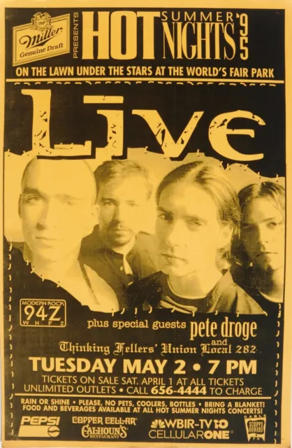 LIVE (BAND)/PETE DROGE 1995 KNOXVILLE CONCERT TOUR POSTER-Ed Kowalczyk, Alt Rock