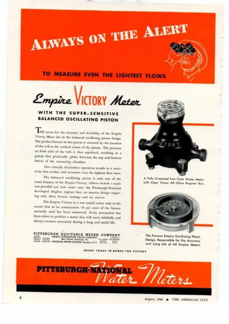 1943 Pittsburgh-National Empire Victory Water Meter Sales Art Ad