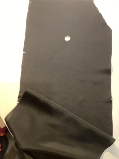 Vintage Japanese Kimono Silk Fabric, Black Kiku Tomesode Long Panel,166cm 3
