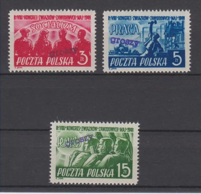 Poland 1950 Groszy Ovpt On Scott 451-453 Michel 630-632 Mnh