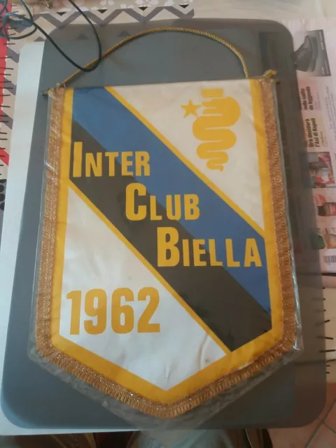 Gagliardetto Pennant Calcio Inter Club Biella Club Vintage Anni 80 25X35 Cm