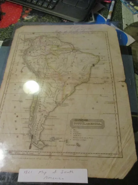 Antique Map 1821 Map of South America