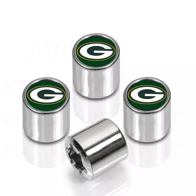 New NFL Green Bay Packers Car Truck Chrome Finish Tire Valve Stem Caps Covers