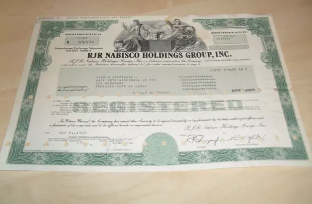 RJR Nabisco Holdings Group 400 USD Historische Aktie 1990 grün